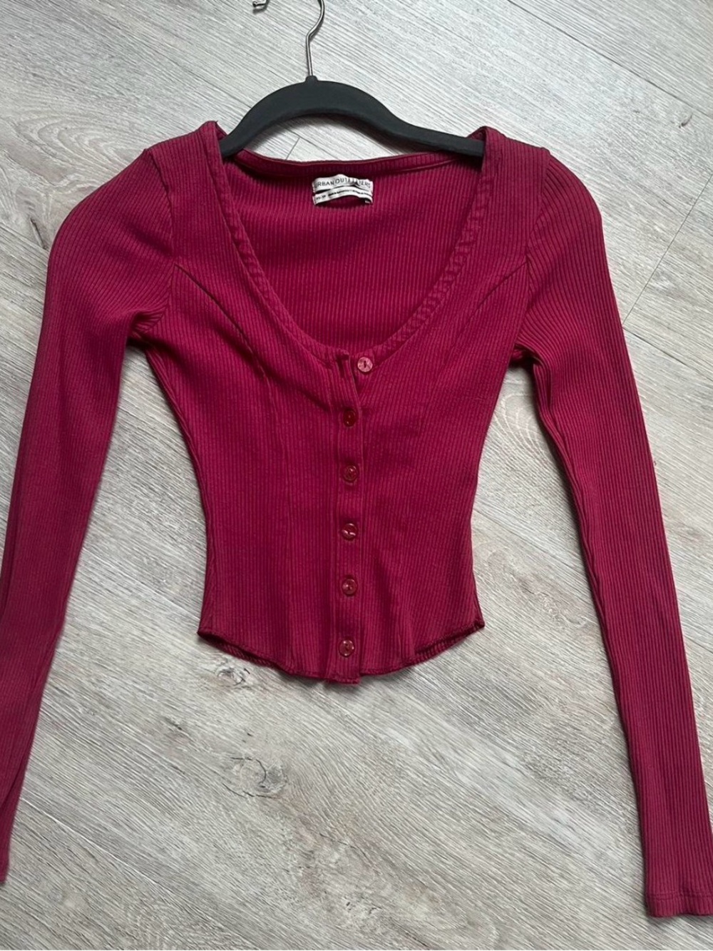 UO fitted blood red cardigan